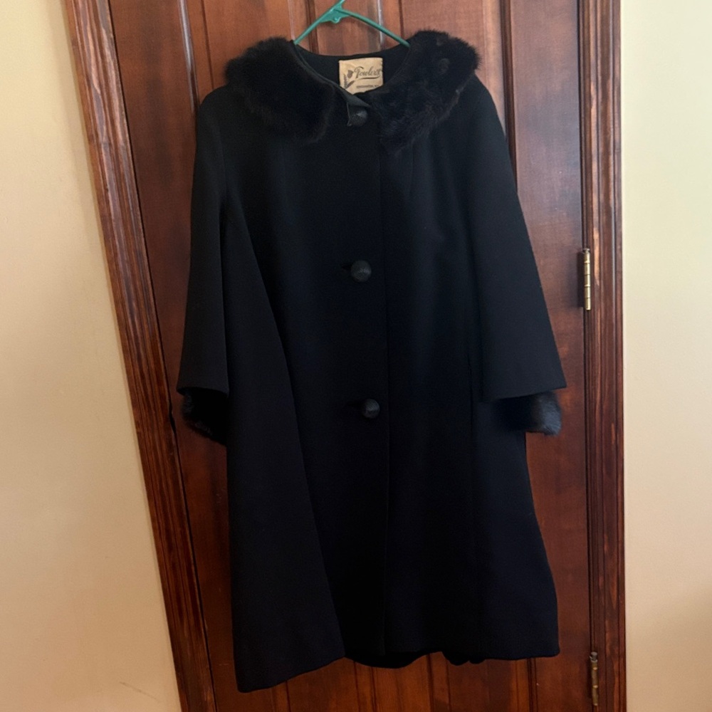 Fowler's Black Cape with Fur Collar